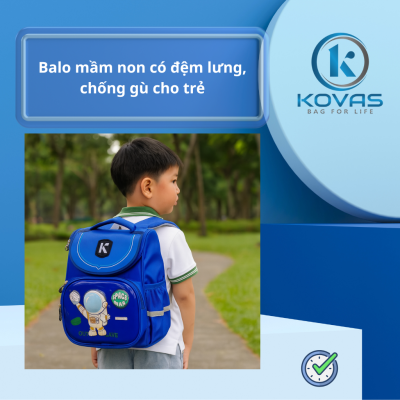 Balo mầm non có đệm lưng, chống gù cho trẻ - Balo Kovas
