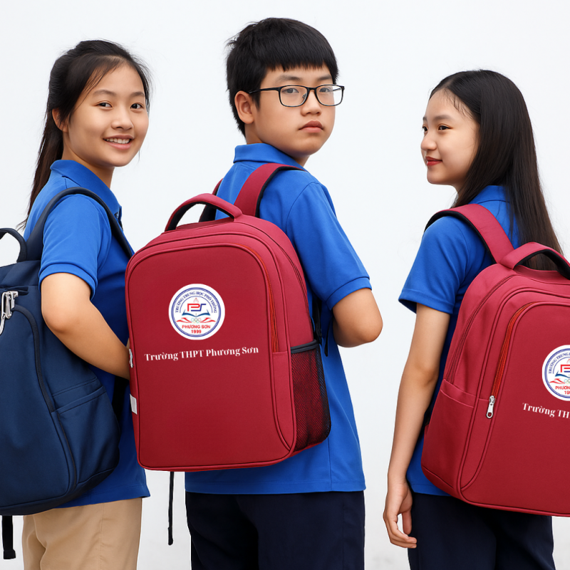 Balo tặng học sinh giỏi, xuất sắc: in tên gắn logo chọn màu