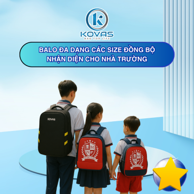 Balo đa dạng các size đồng bộ nhận diện cho nhà trường