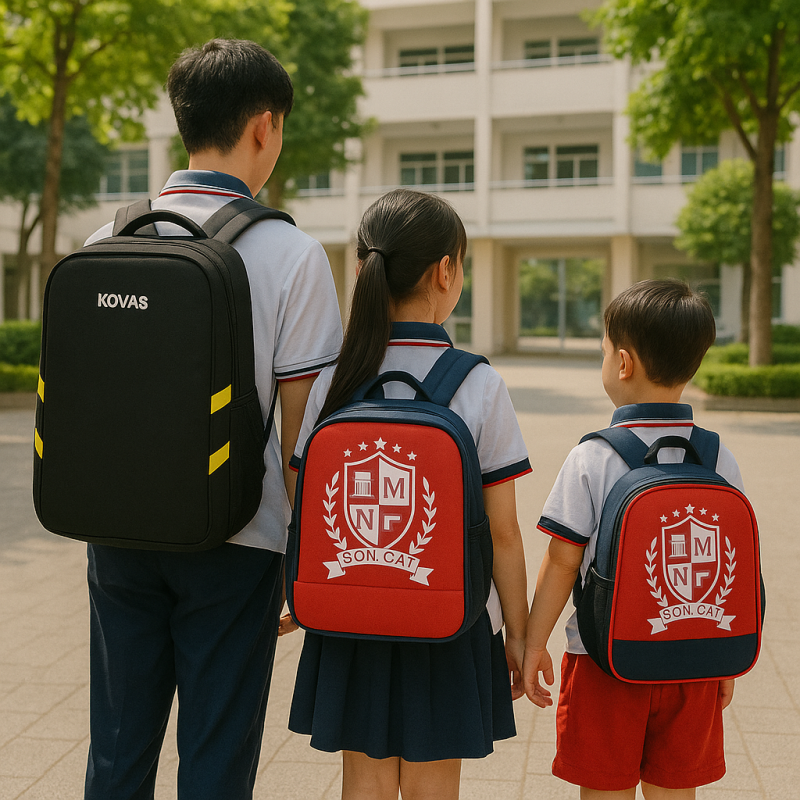 Balo đa dạng các size đồng bộ nhận diện cho nhà trường