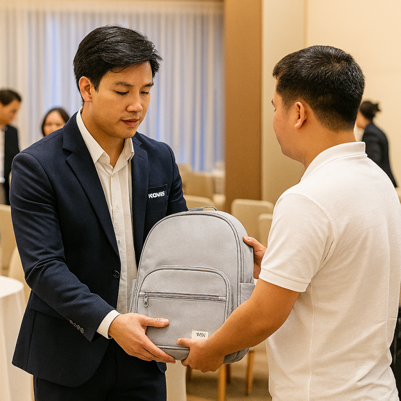 Làm sự kiện mà tặng quà balo như phát lộc. Tặng balo in logo