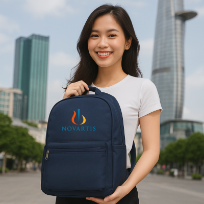 Balo quà tặng trường học in logo nhà tài trợ doanh nghiệp