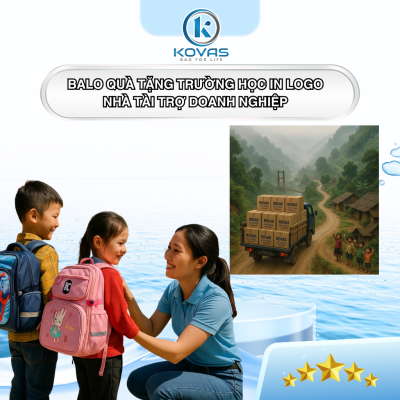 Balo quà tặng trường học in logo nhà tài trợ doanh nghiệp