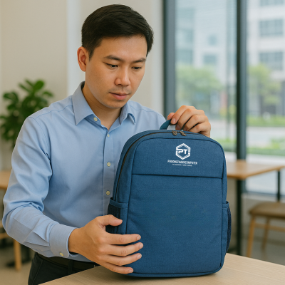 Balo quà tặng trường học in logo nhà tài trợ doanh nghiệp