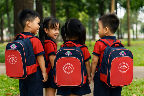 Balo in logo riêng cho lớp học tiếng Anh thiếu nhi - KOVAS