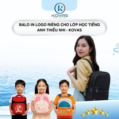 Balo in logo riêng cho lớp học tiếng Anh thiếu nhi - KOVAS