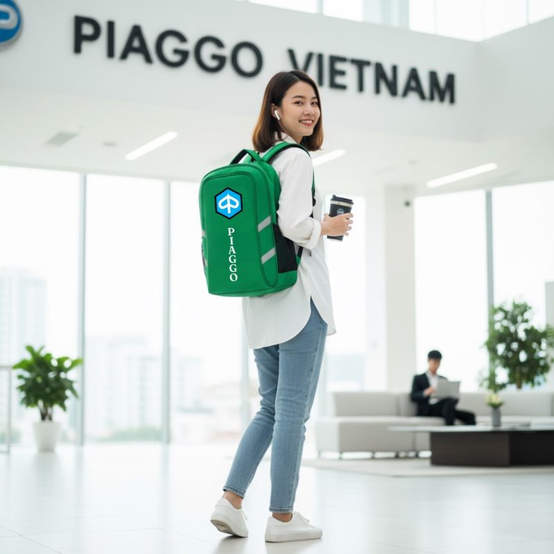 Balo in logo Piaggio hình ảnh nhận diện thời thượng