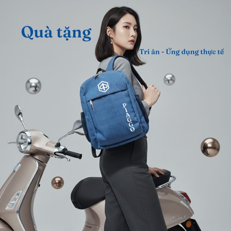 Balo in logo Piaggio hình ảnh nhận diện thời thượng