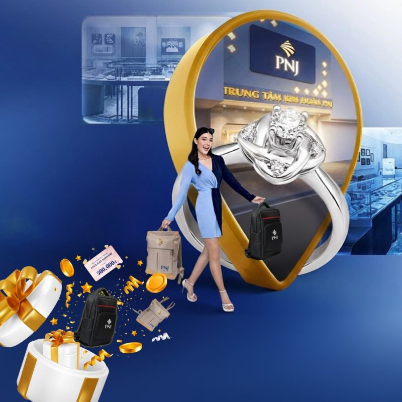 Balo in logo thương hiệu PNJ tinh thần sang trọng