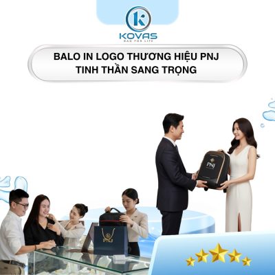 Balo in logo thương hiệu PNJ tinh thần sang trọng