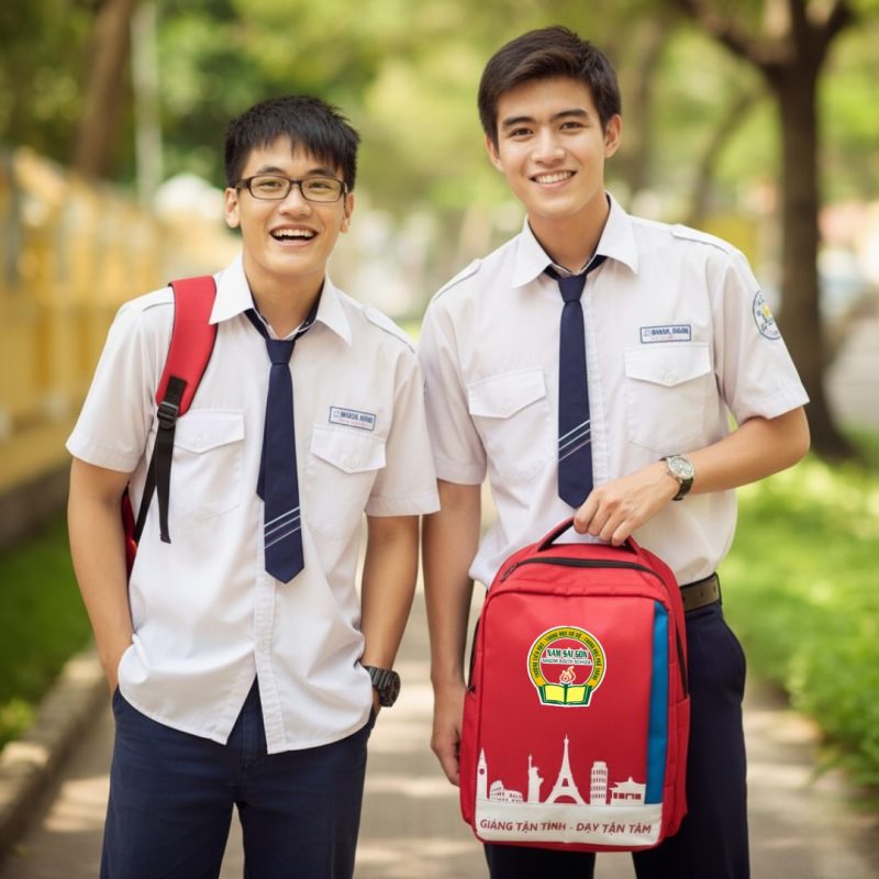 Balo in logo thương hiệu Trường Nam Sài Gòn màu sắc thương hiệu trẻ trung