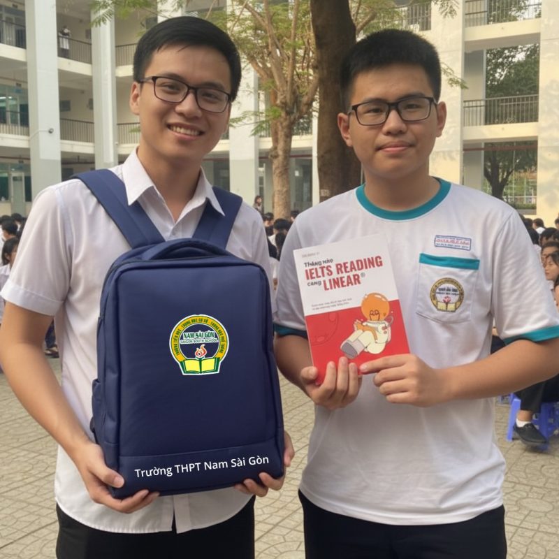 Balo in logo thương hiệu Trường Nam Sài Gòn màu sắc thương hiệu trẻ trung