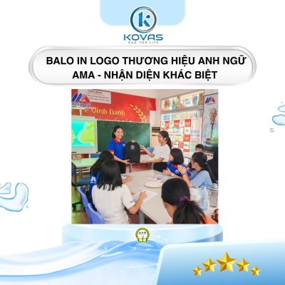  Balo in logo thương hiệu Anh ngữ AMA - Nhận diện khác biệt