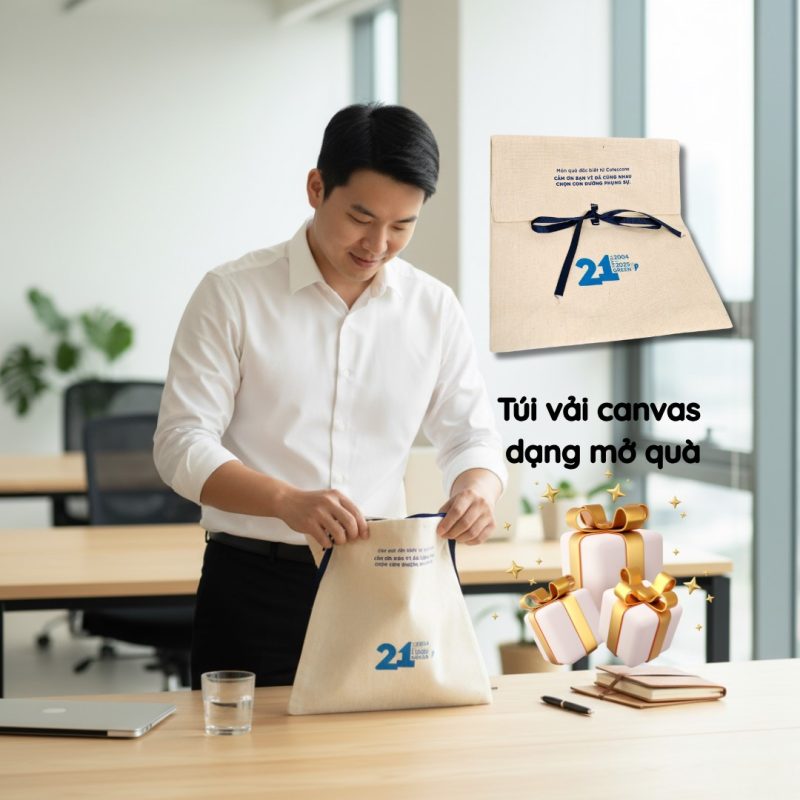 Túi vải canvas in logo – quà tặng thân thiện và sang trọng