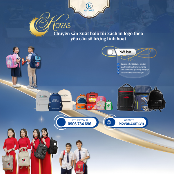 KOVAS - xưởng may balo in logo theo yêu cầu