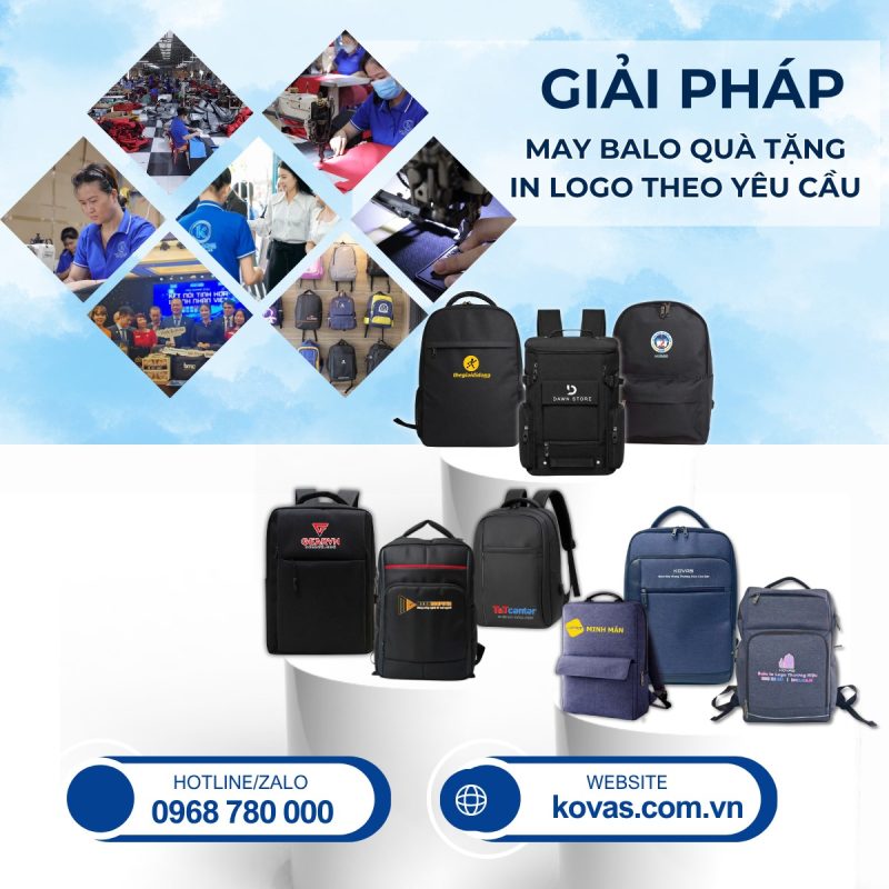xưởng may balo in logo theo yêu cầu